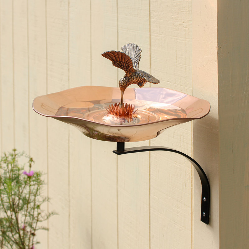 Ophelia & Co. Hummingbird Birdbath with Wall Mount Bracket Wayfair